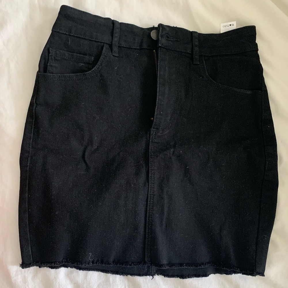 Black denim skirt